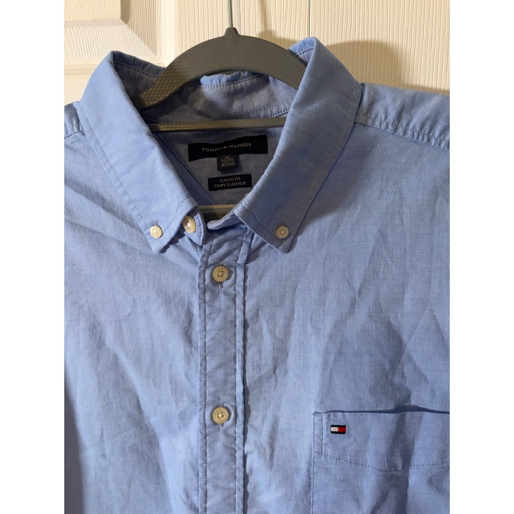 Tommy Hilfiger Men XL Classic Fit Light Bl Oxford Button Down Shirt Long Sleeve - Picture 2 of 10